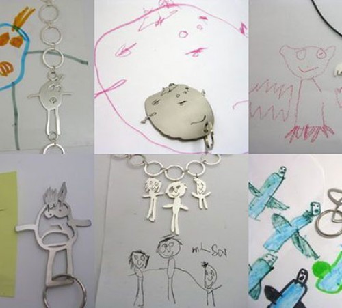 tekening, knutsel, knutselwerk, kind, baby, tekenen, bewaren, opbergen, kunstwerken, vereeuwigen, sierraad, ketting, armband, bedel, bedelarmband, sleutelhanger, hanger, zilver, goud, titanium, Mia van beek, formia design, schakel, moeder, vader, cadeau,