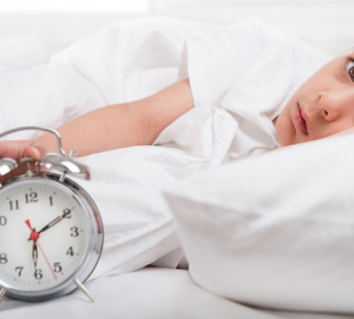 Cant sleep little boy laying in bed