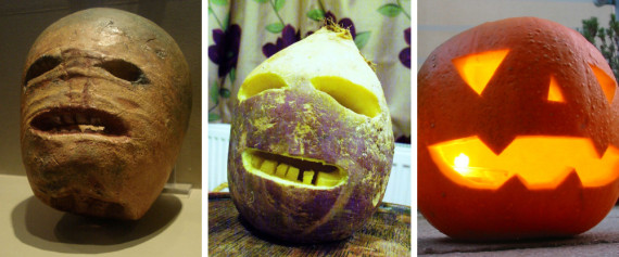 Upprunalega skáru menn út í rófur og næpur; graskerin komu svo seinna