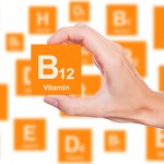 Hand holds a box of vitamin B12