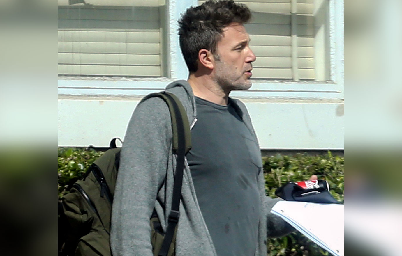 EXCLUSIVE: Ben Affleck looks scruffy and disheveled on his first day back at work after 'falling off the wagon' at a drunken Halloween party
